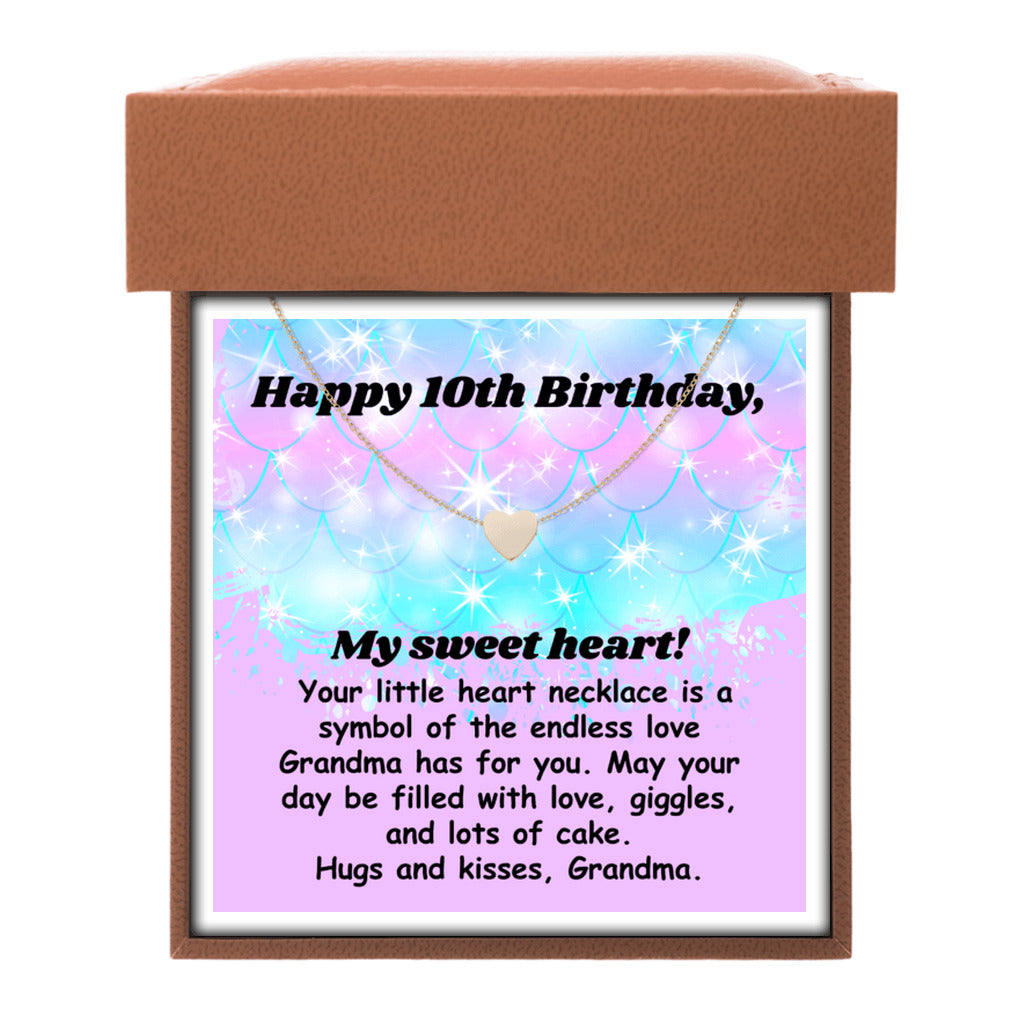 Happy 10th Birthday necklace for granddaughter - heart pendant BD gift from grandma-Family-Gift-Planet