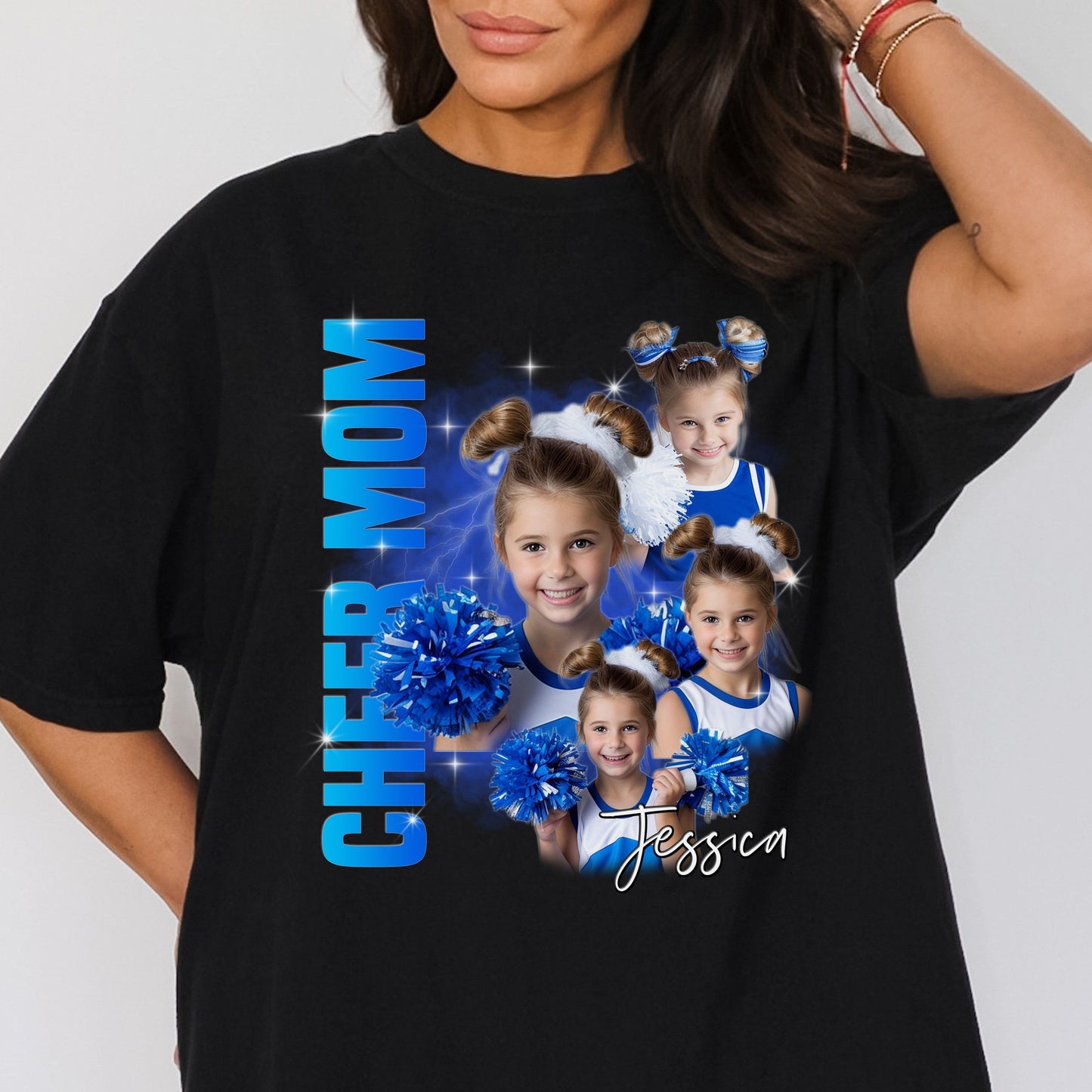 Custom Cheer Mom Comfort Colors Unisex T-Shirt your photos Personalized Cheer mama bootleg rap tee cheer aunt cheer sis-Family-Gift-Planet