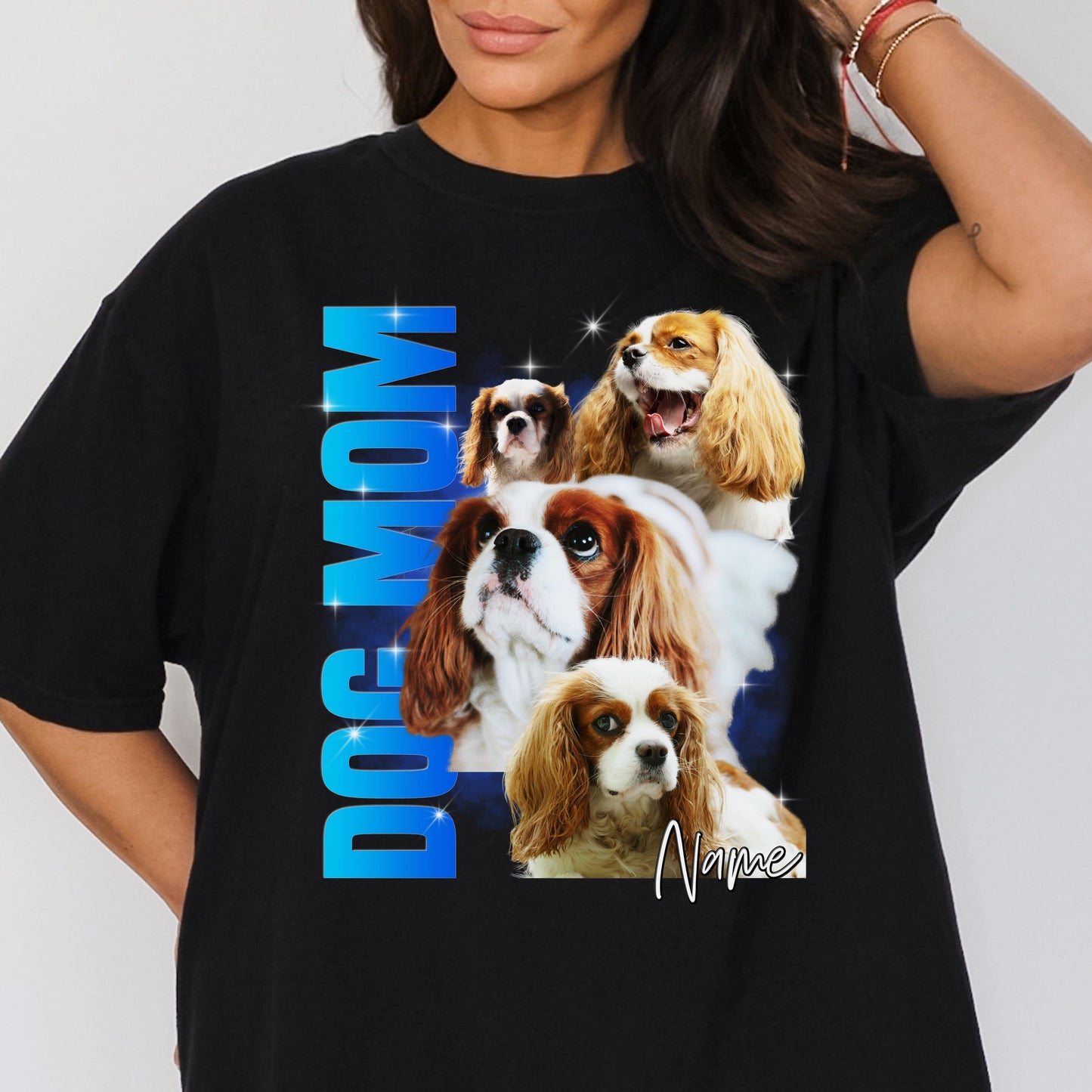 Custom Dog Mom Comfort Colors Unisex T-Shirt Personalized Cavalier bootleg tee your photos dog mama-Family-Gift-Planet