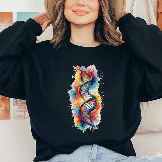 Abstract DNA Color Splash Unisex Sweatshirt Black Navy Dark Heather-Black-Family-Gift-Planet