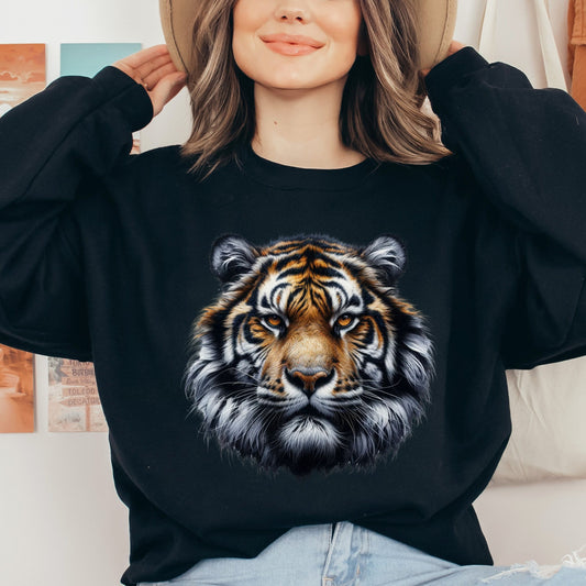 Strong Spirit Tiger Unisex Sweatshirt Black Navy Dark Heather-Black-Family-Gift-Planet