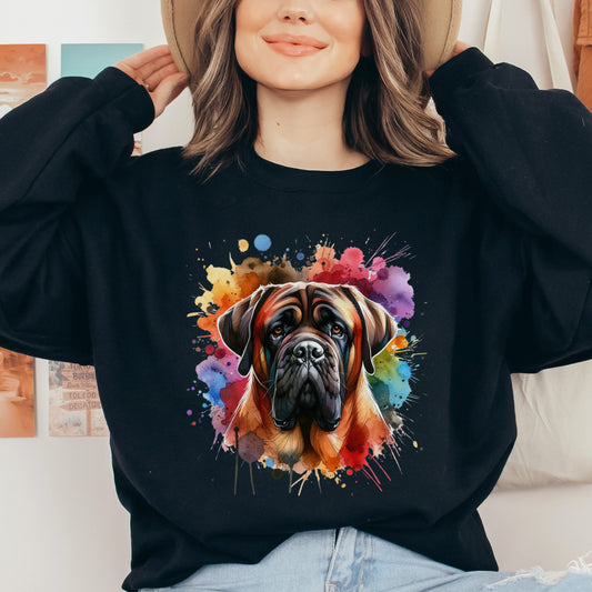 Artistic Mastiff dog Color Splash Unisex Sweatshirt Black Navy Dark Heather-Black-Family-Gift-Planet