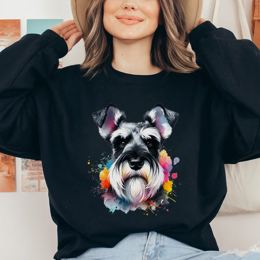 Schnauzer dog mama Color Splash Unisex Sweatshirt Black Navy Dark Heather-Black-Family-Gift-Planet