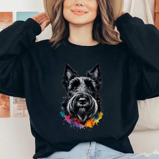 Scottish Terrier dog mom Color Splash Unisex Sweatshirt Black Navy Dark Heather-Black-Family-Gift-Planet