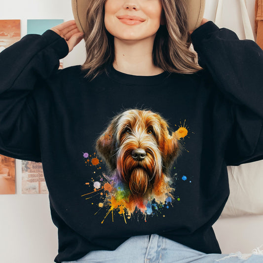 Spinone Italiano dog Color Splash Unisex Sweatshirt Black Navy Dark Heather-Black-Family-Gift-Planet