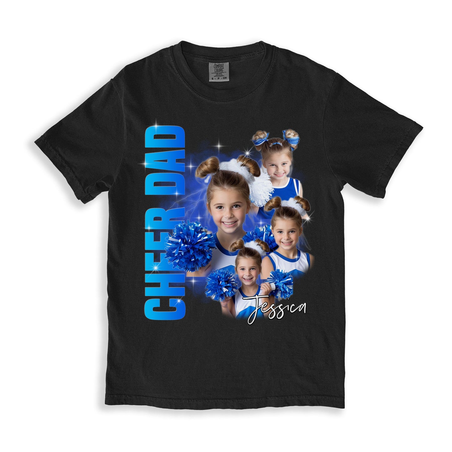 Custom Cheer Dad Comfort Colors Unisex T-Shirt Your Photos Personalized Cheer father bootleg rap tee-Family-Gift-Planet