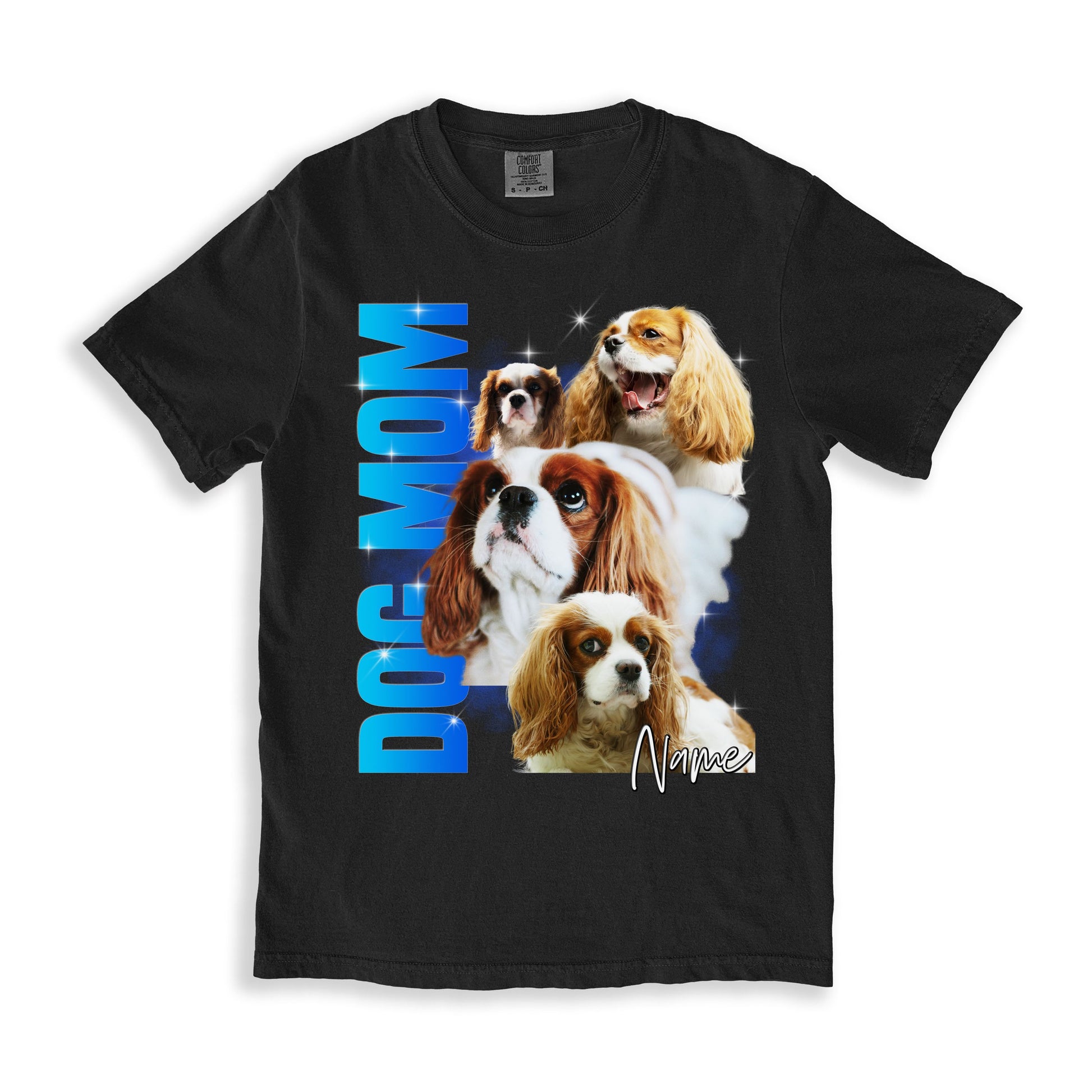 Custom Dog Mom Comfort Colors Unisex T-Shirt Personalized Cavalier bootleg tee your photos dog mama-Family-Gift-Planet