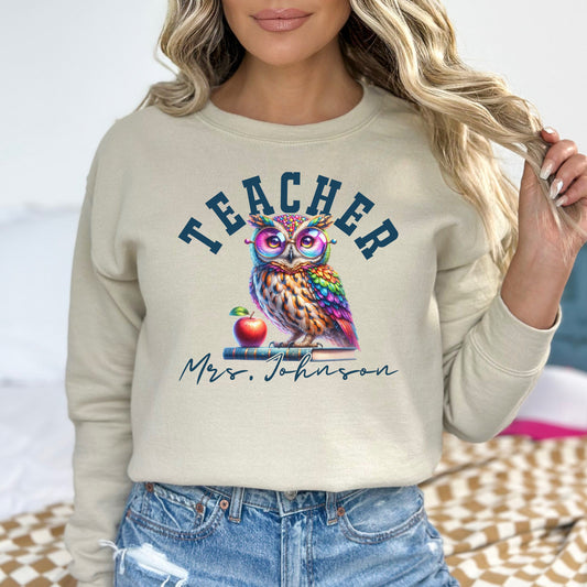 Teacher funny Personalized Unisex Sweatshirt Custom Elementary school teacher Black-Sand-Family-Gift-Planet