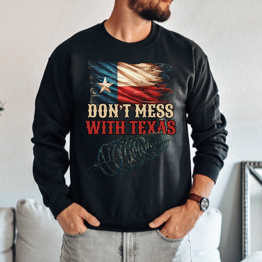 Don't Mess with Texas Unisex Sweatshirt border truck Texas black-Black-Family-Gift-Planet