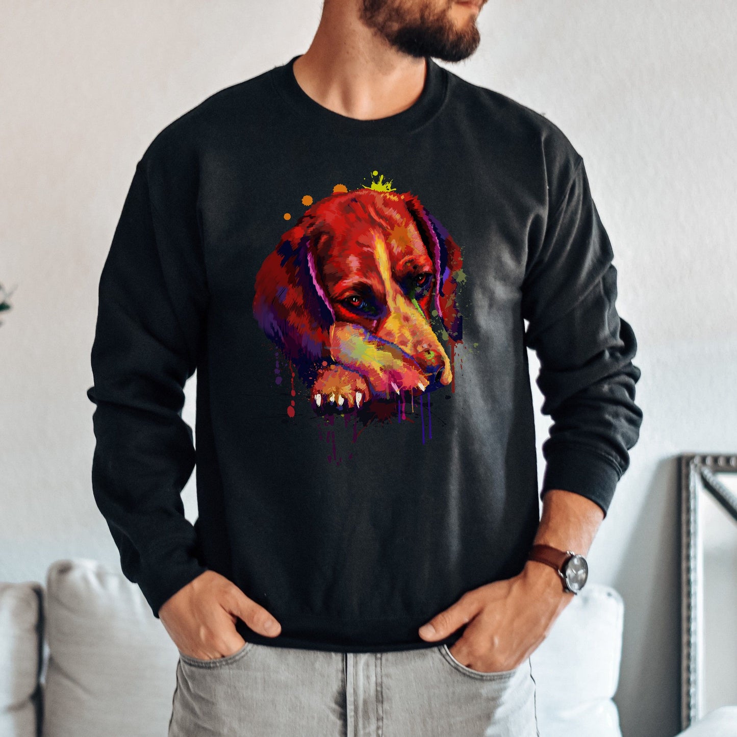 Artistic Beagle dog Unisex Crewneck Sweatshirt digital Art-Family-Gift-Planet