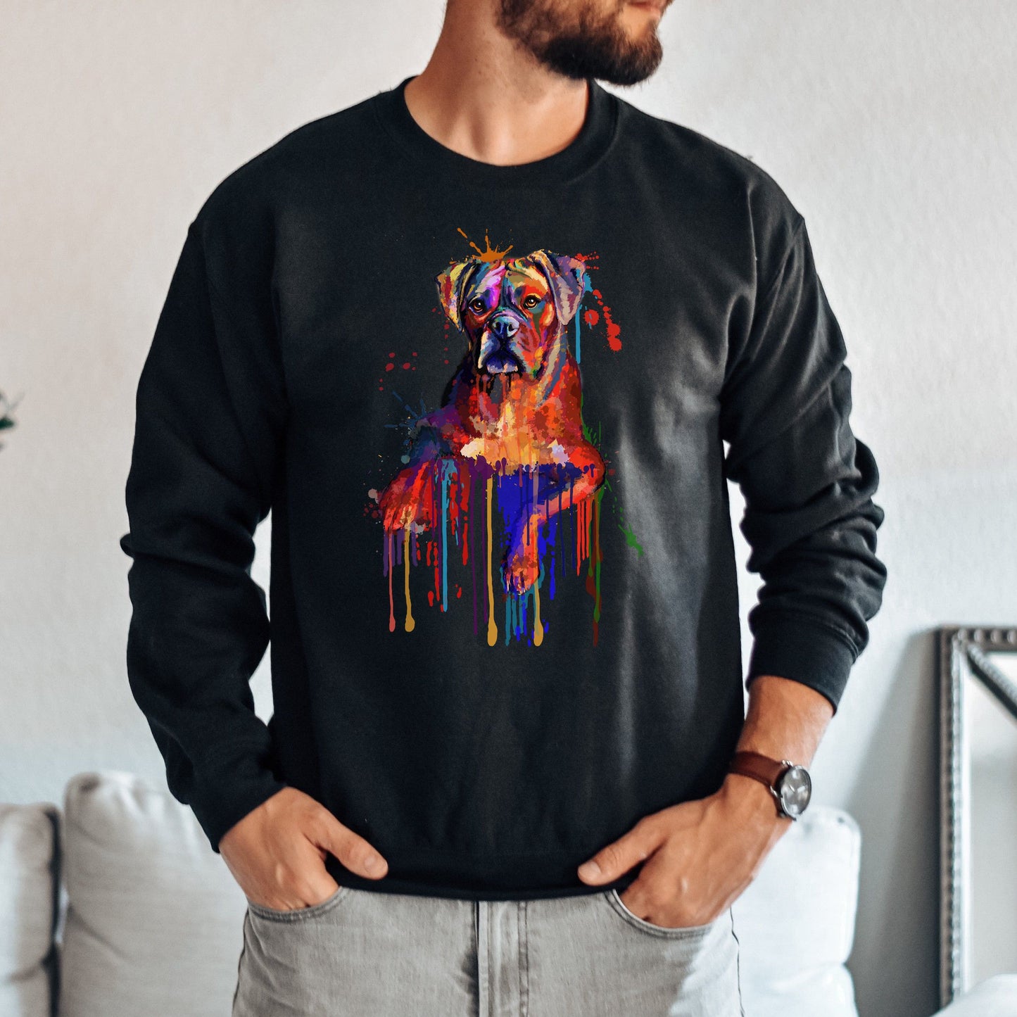 Artistic Bullmastiff dog Unisex Crewneck Sweatshirt digital Art-Family-Gift-Planet