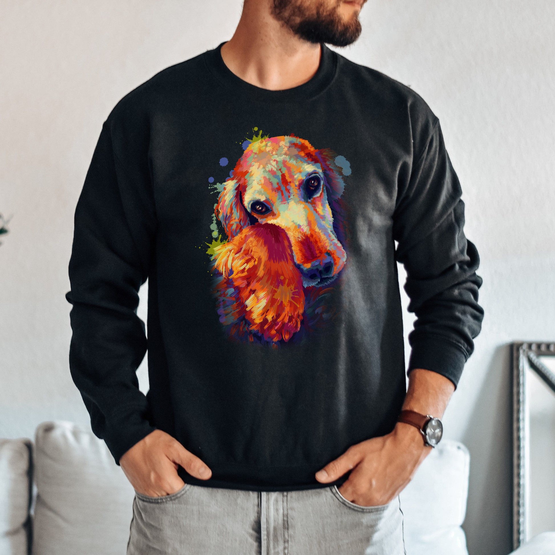 Artistic Cocker Spaniel dog Unisex Crewneck Sweatshirt digital Art-Family-Gift-Planet