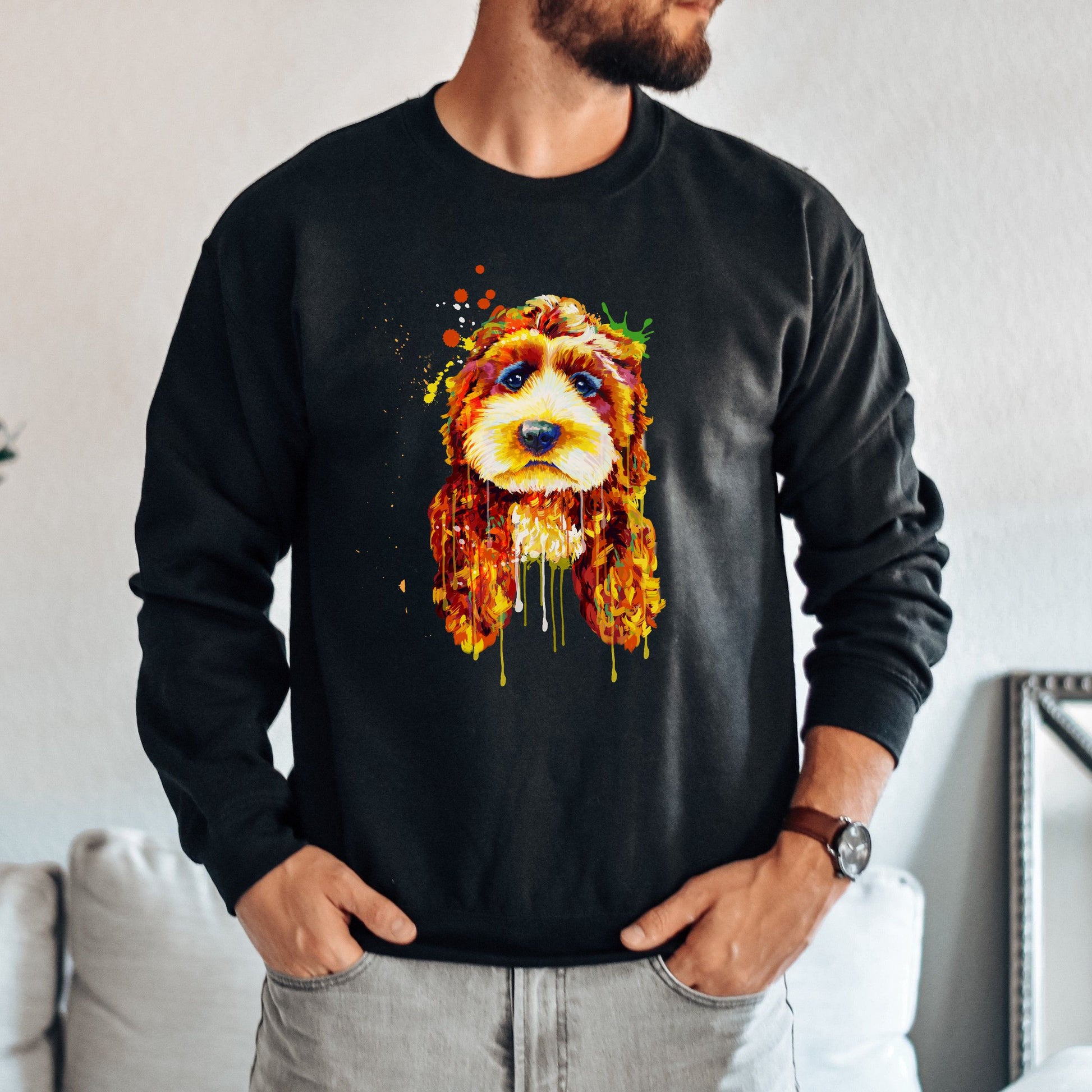 Artistic Poodle dog Unisex Crewneck Sweatshirt digital Art-Family-Gift-Planet