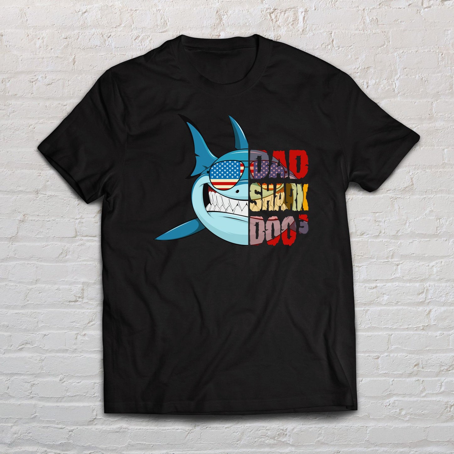 Dad Shark Doo ę shirt gift for father Black Navy Dark Heather-Black-Family-Gift-Planet