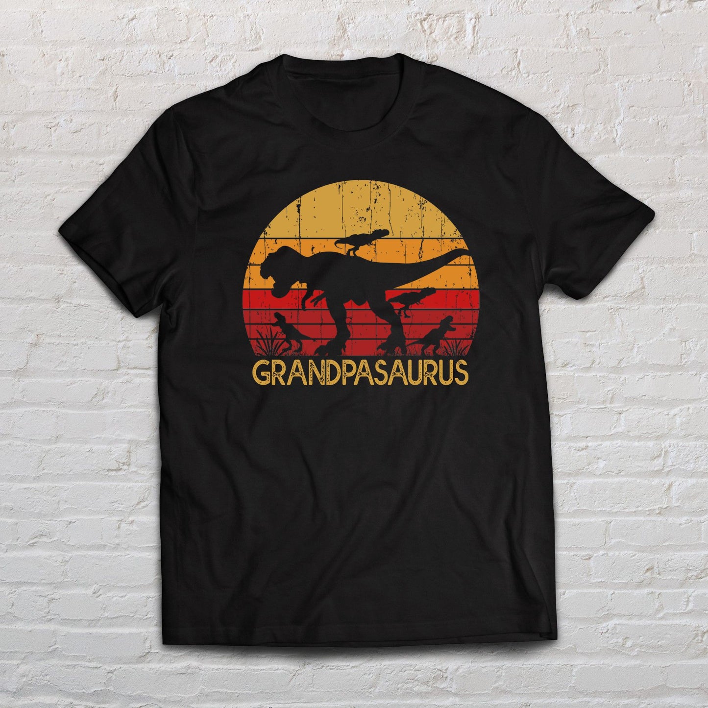 Grandpasaurus Vintage shirt gift for Grandfather Black Navy Dark Heather-Black-Family-Gift-Planet