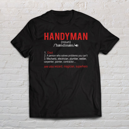 Handyman Definition shirt gift for dad Black Navy Dark Heather-Black-Family-Gift-Planet