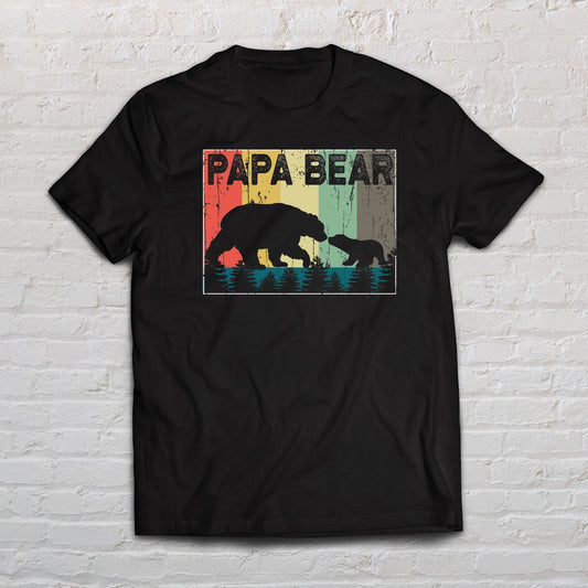 Papa bear Vintage shirt gift for dad Black Navy Dark Heather-Black-Family-Gift-Planet