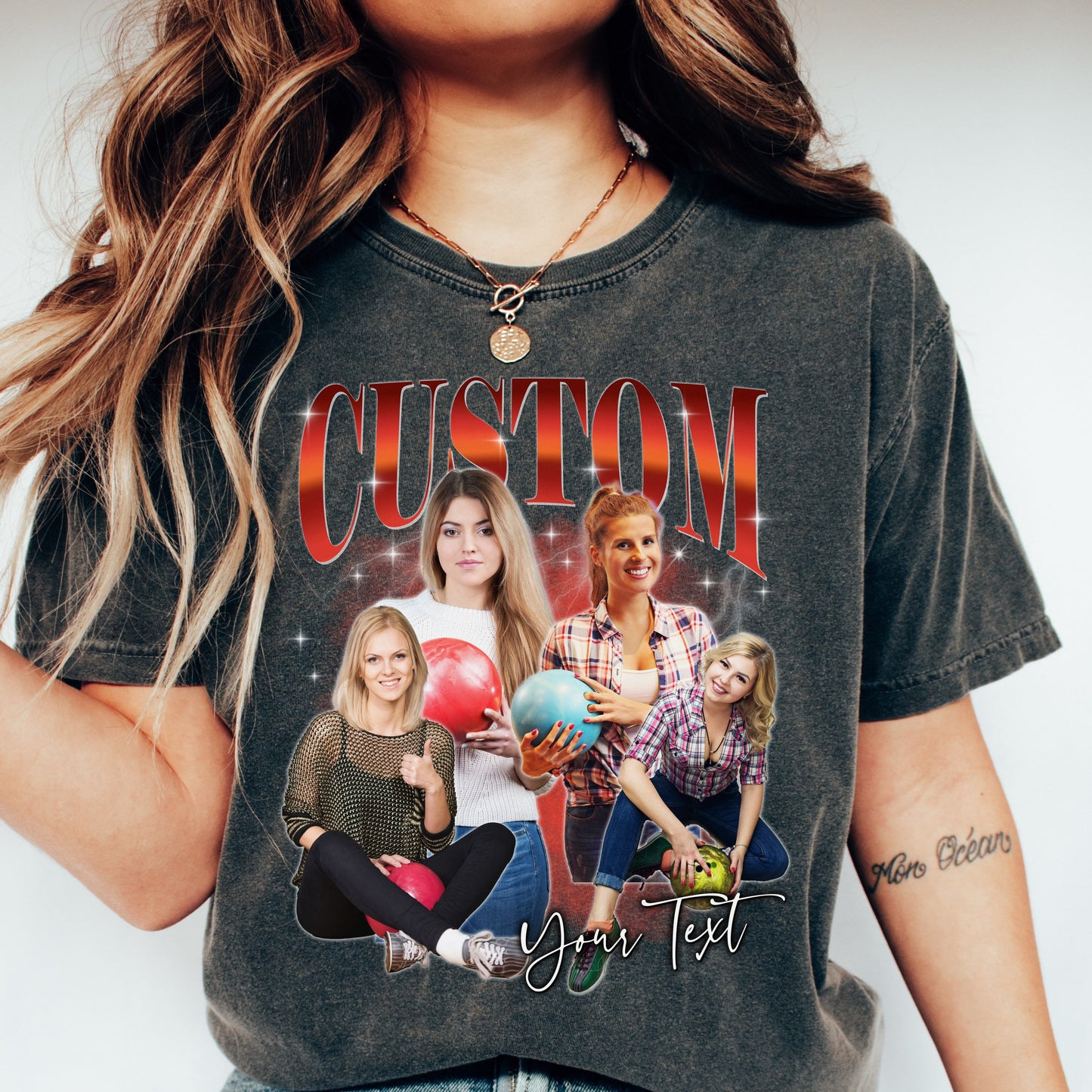 Custom Bowling Comfort Colors Unisex T-Shirt Personalized Bowling team players bootleg rap tee-Family-Gift-Planet