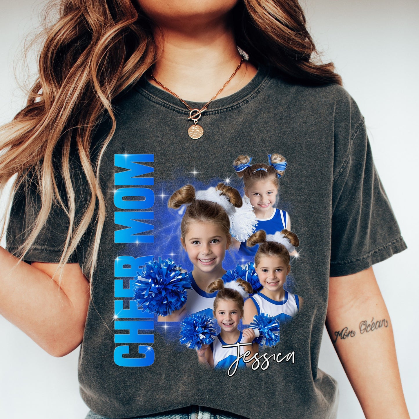 Custom Cheer Mom Comfort Colors Unisex T-Shirt your photos Personalized Cheer mama bootleg rap tee cheer aunt cheer sis-Family-Gift-Planet