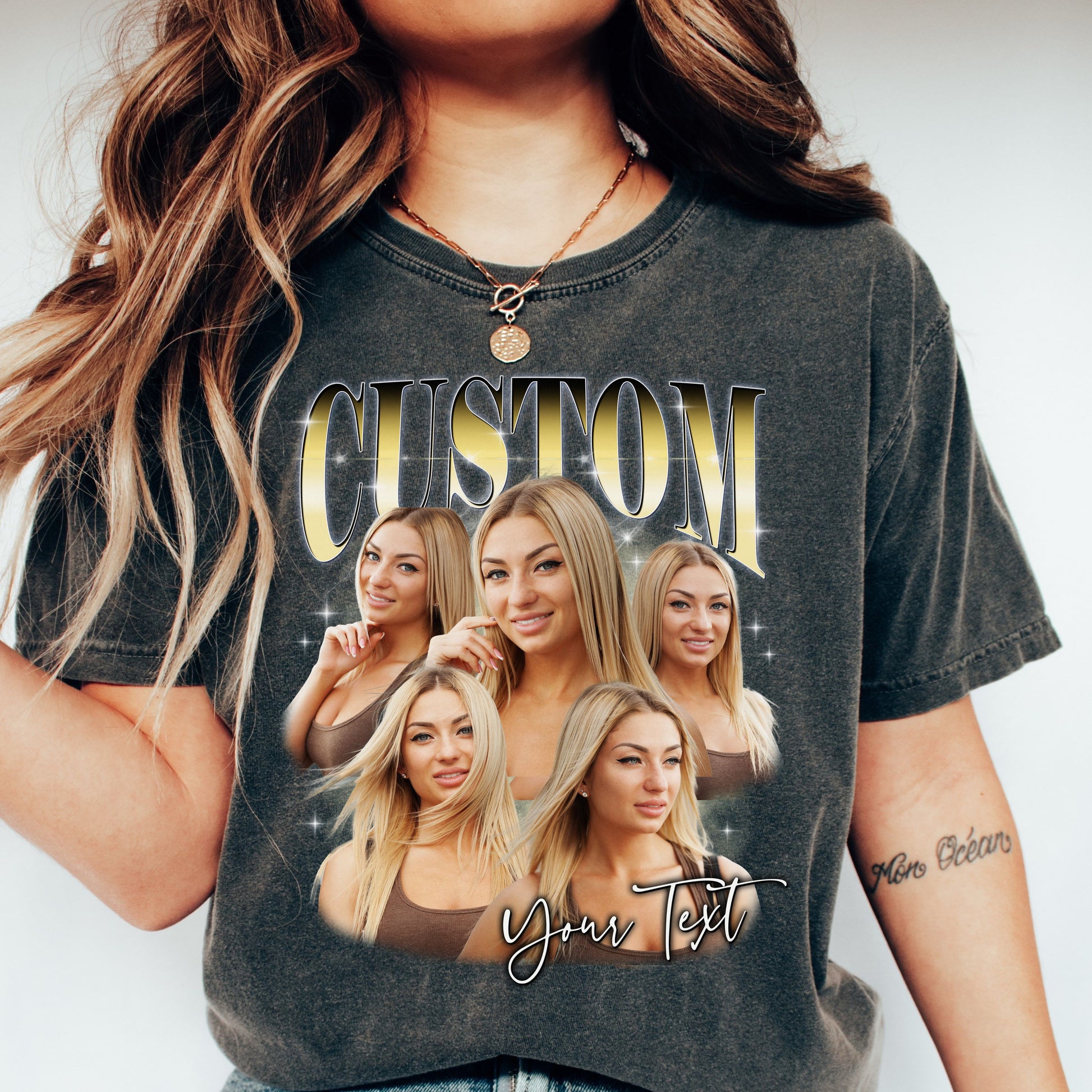 Custom Girlfriend Comfort Colors Unisex T-Shirt Personalized bootleg blonde girl your pictures tee-Family-Gift-Planet