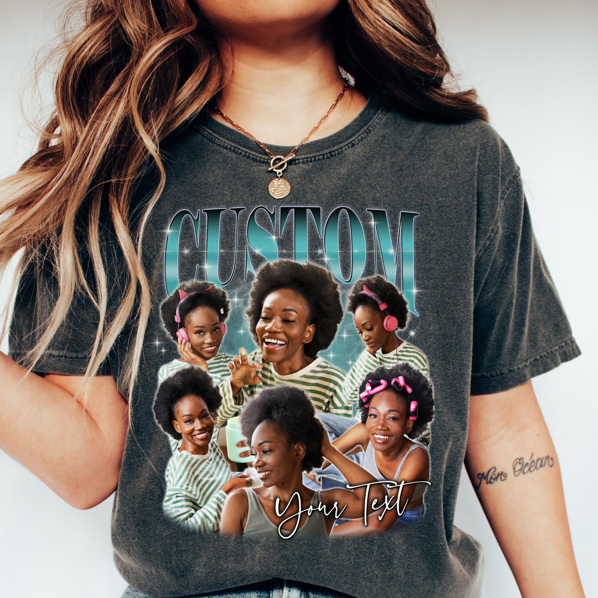 Custom Bootleg rap Comfort Colors Unisex T-Shirt Personalized black woman girlfriend face tee-Family-Gift-Planet