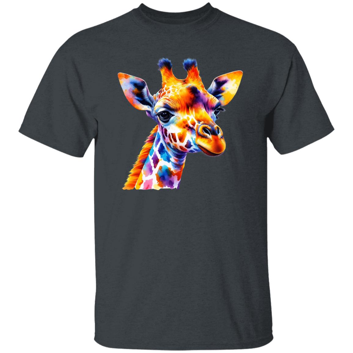 Artistic Giraffe vibrant colorful Unisex T-shirt Black Navy Dark Heather-Family-Gift-Planet