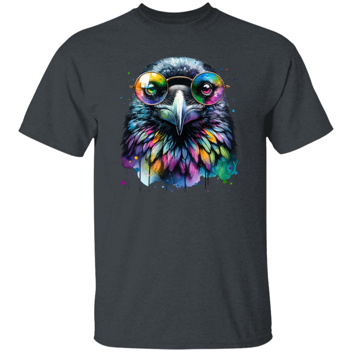 Raven with Glasses Color Splash Unisex T-shirt Black Navy Dark Heather-Family-Gift-Planet