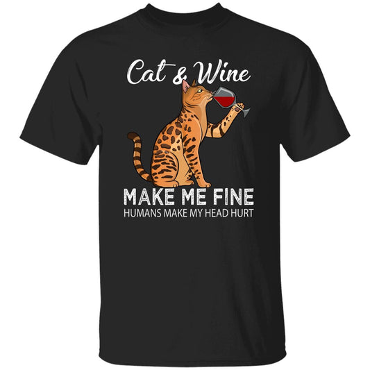 Cat and Wine make me fine T-Shirt gift Social distance Cat mom Unisex Tee Black Navy Dark Heather-Black-Family-Gift-Planet
