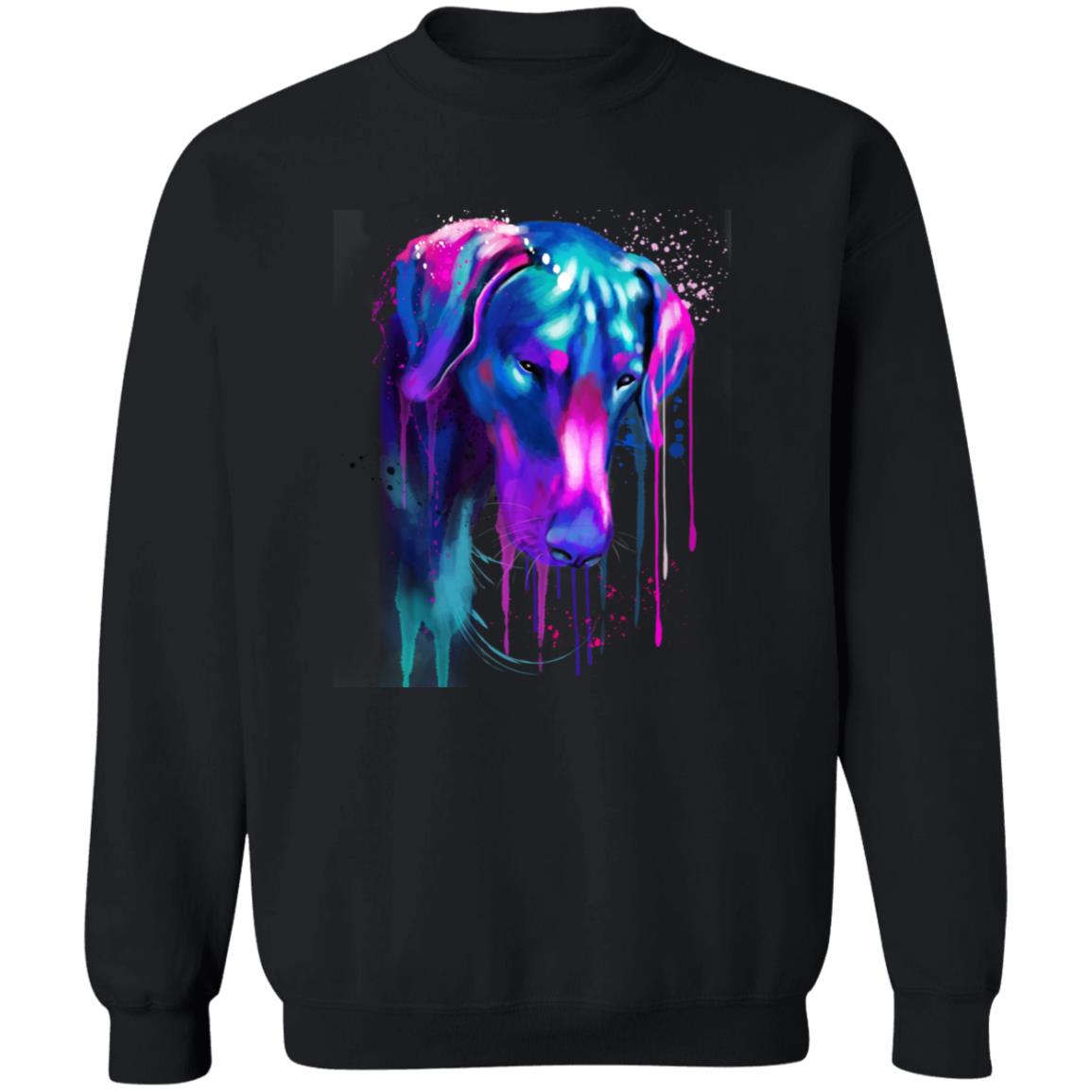 Neon pink and purple Splash Art Doberman dog Unisex Crewneck Sweatshirt-Family-Gift-Planet