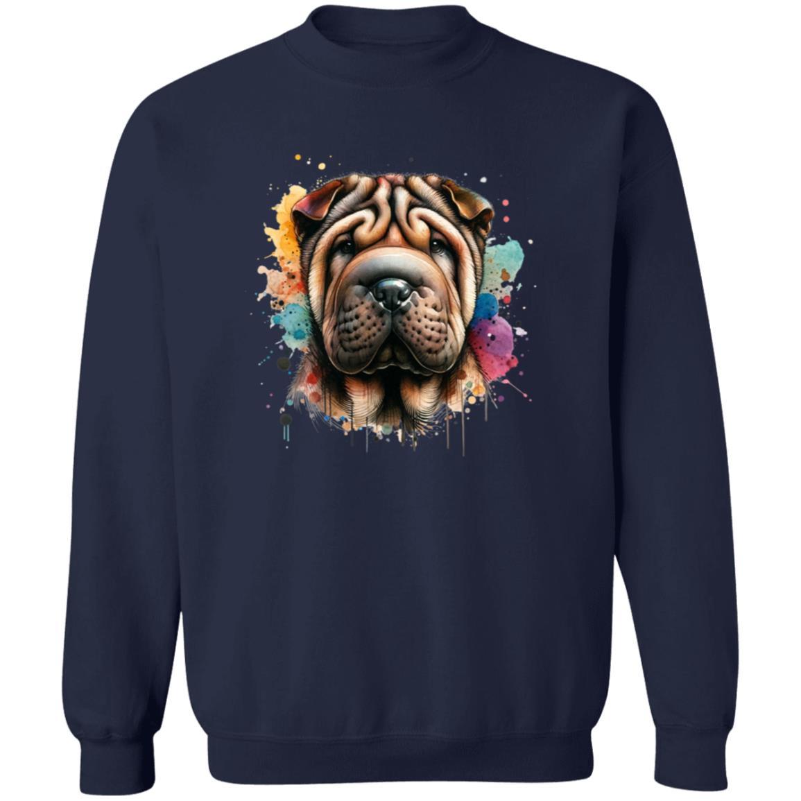 Shar-Pei dog mom Color Splash Unisex Sweatshirt Black Navy Dark Heather-Family-Gift-Planet