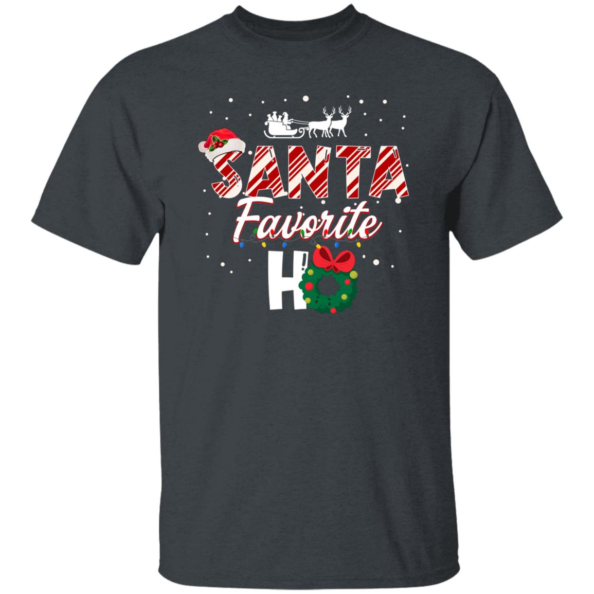 Santa Favorite Ho Unisex shirt Holiday tee Black Dark Heather-Family-Gift-Planet