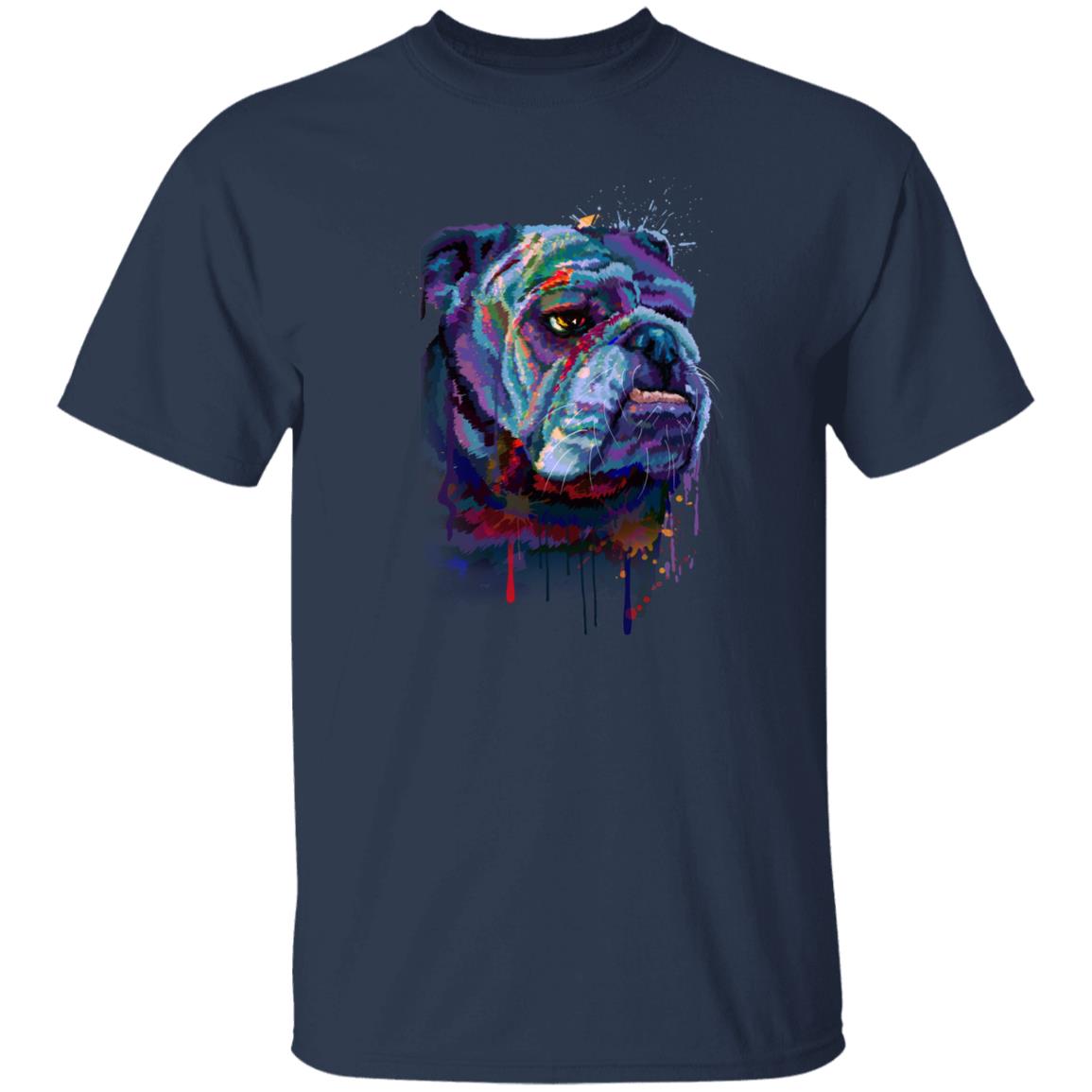 Watercolor Bull dog Unisex shirt S-2XL black navy dark heather-Navy-Family-Gift-Planet