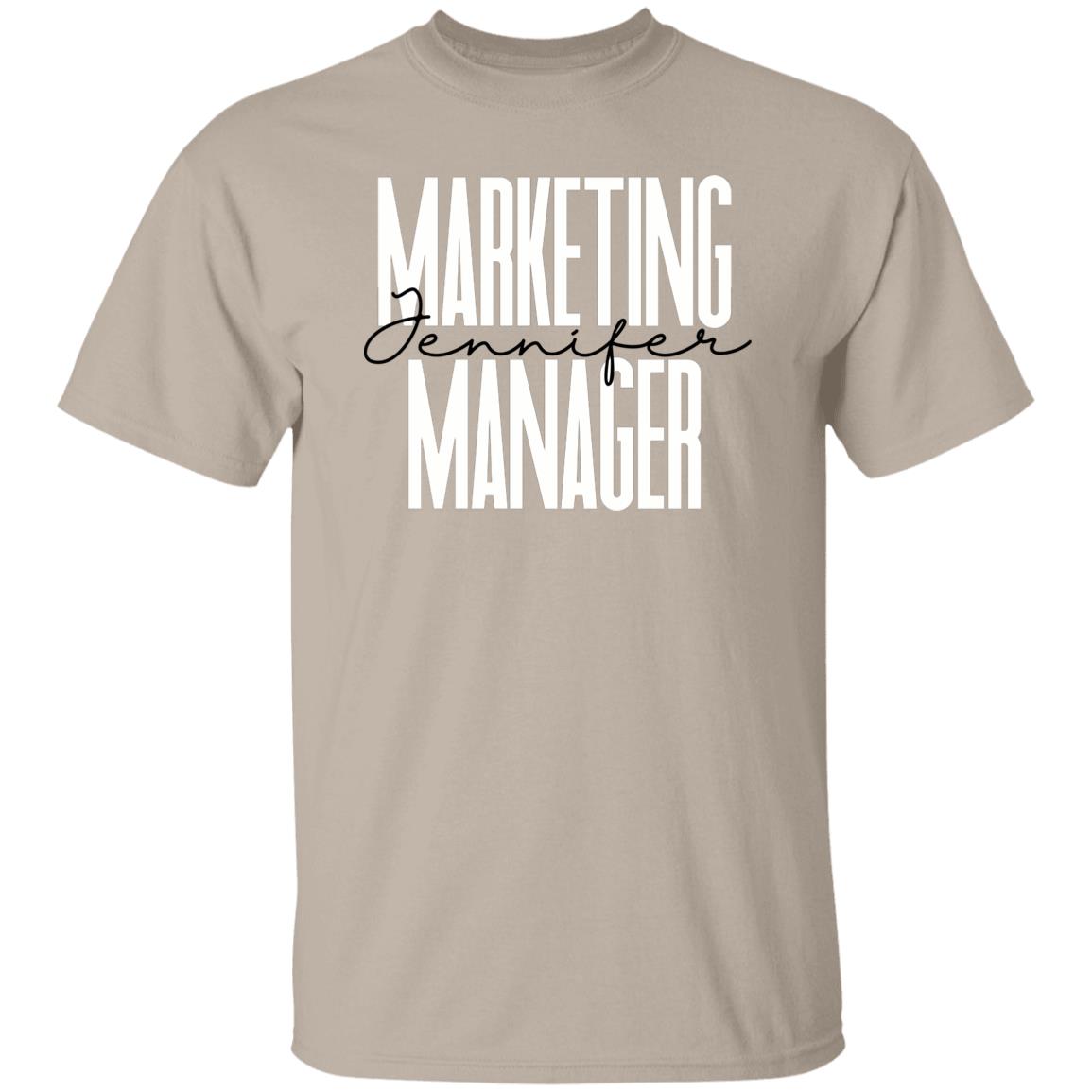 Personalized T-Shirt gift Marketing Manager Custom name Social Media Marketer Unisex Tee Sand Pink Blue-Family-Gift-Planet