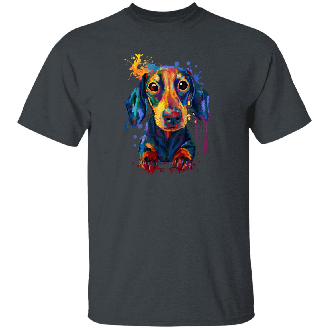 Watercolor Dachshund dog Unisex shirt S-2XL black navy dark heather-Dark Heather-Family-Gift-Planet