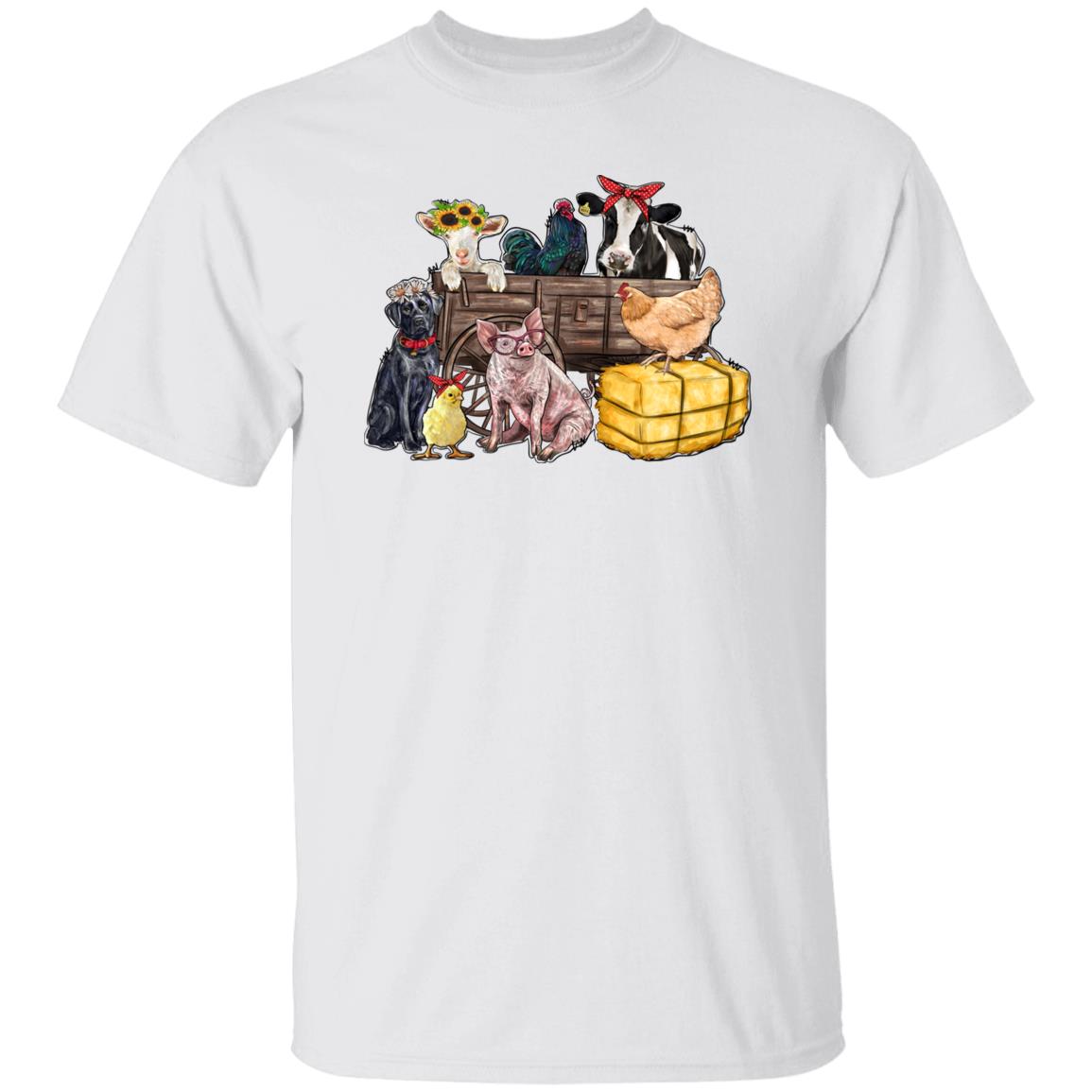 Farm animals wagon T-Shirt gift Dog goat cow pig farm owner Unisex tee Sand White Sport Grey-Family-Gift-Planet