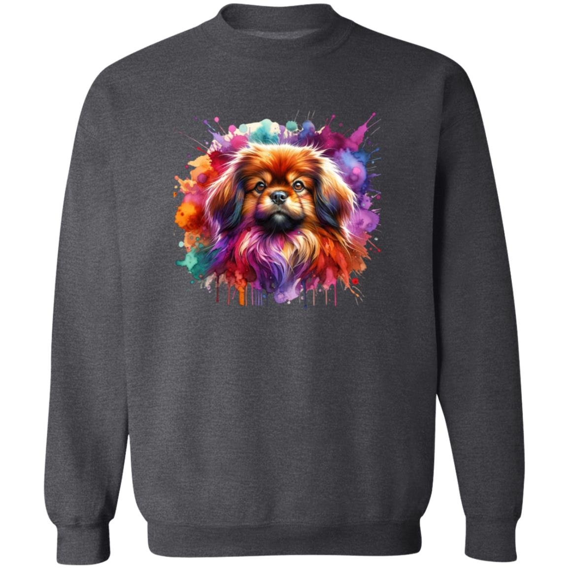 Tibetan Spaniel dog mom Color Splash Unisex Sweatshirt Black Navy Dark Heather-Family-Gift-Planet