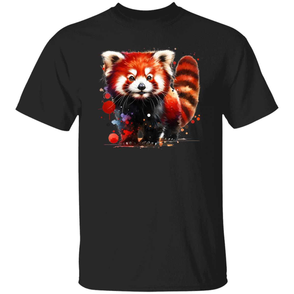 Artistic Red Panda Color Splash Unisex T-shirt Black Navy Dark Heather-Family-Gift-Planet