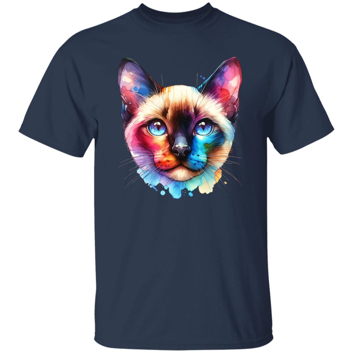 Siamese Cat Color Splash Unisex T-Shirt Black Navy Dark Heather-Family-Gift-Planet