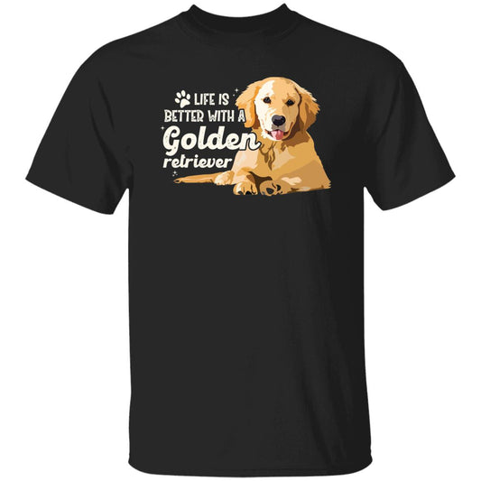 Life is better with a golden retriever T-Shirt gift Retriever Dog mom Unisex tee Black Navy Dark Heather-Black-Family-Gift-Planet