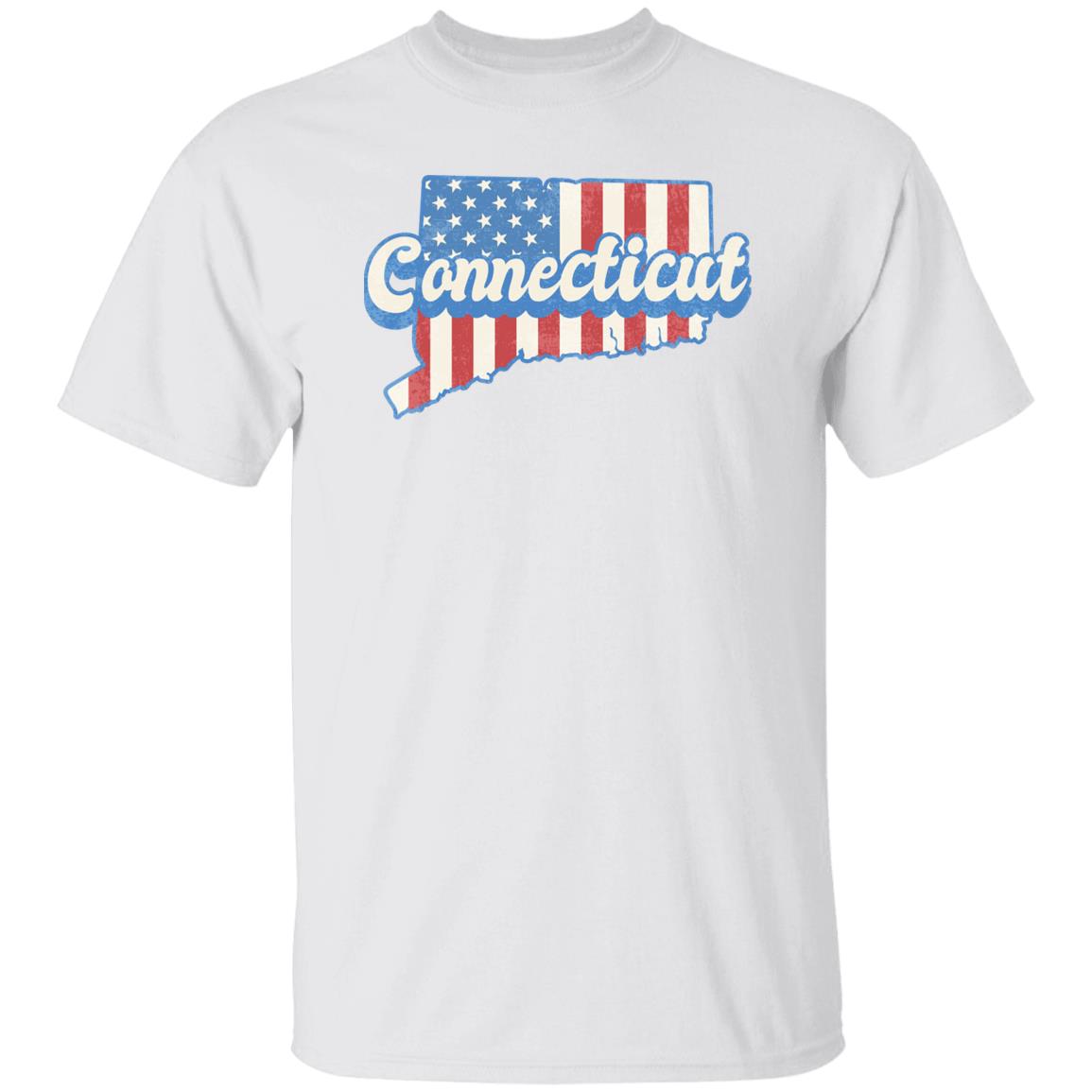 Connecticut US flag Unisex T-Shirt American patriotic CT state tee White Ash Blue-White-Family-Gift-Planet
