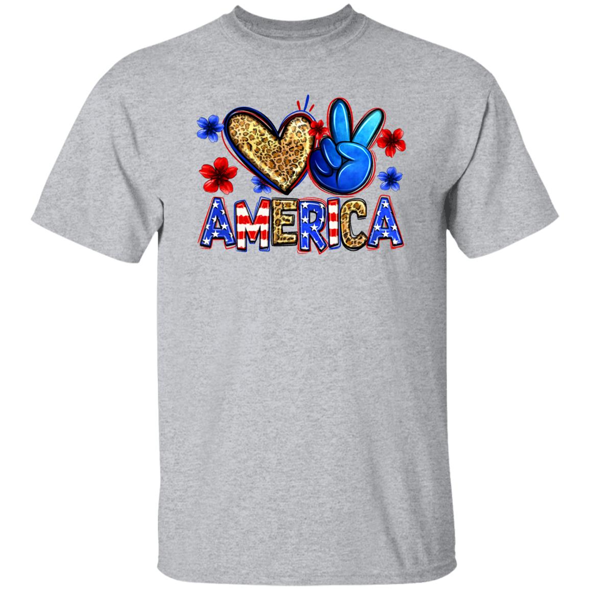 Peace Love America T-shirt gift USA independence July 4 celebration tee-Family-Gift-Planet