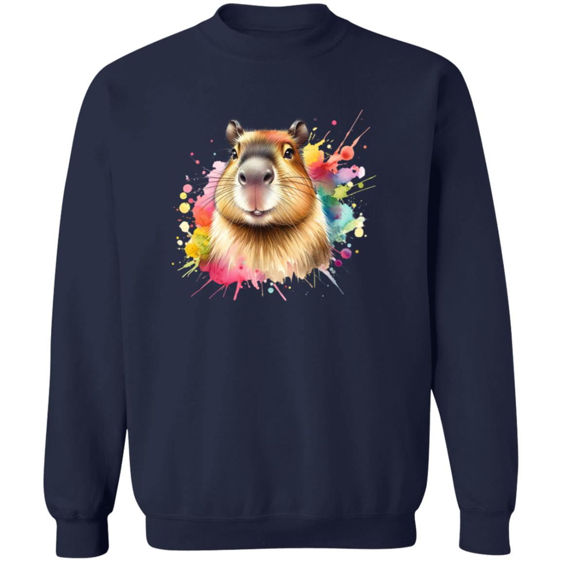 Capybara Color Splash Unisex Sweatshirt Black Navy Dark Heather-Family-Gift-Planet