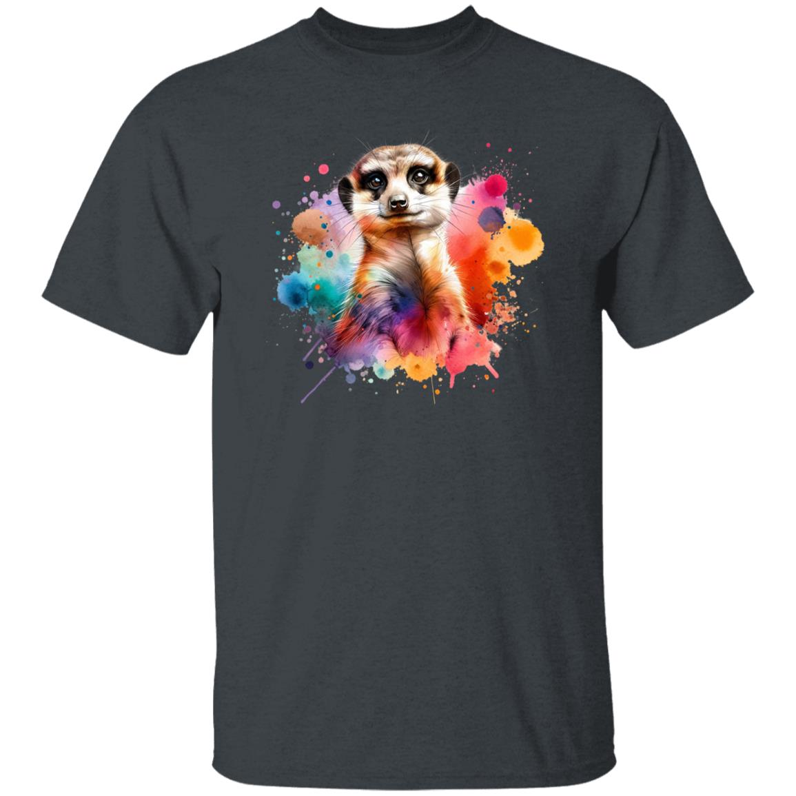 Artistic Meerkat Color Splash Unisex T-shirt Black Navy Dark Heather-Family-Gift-Planet