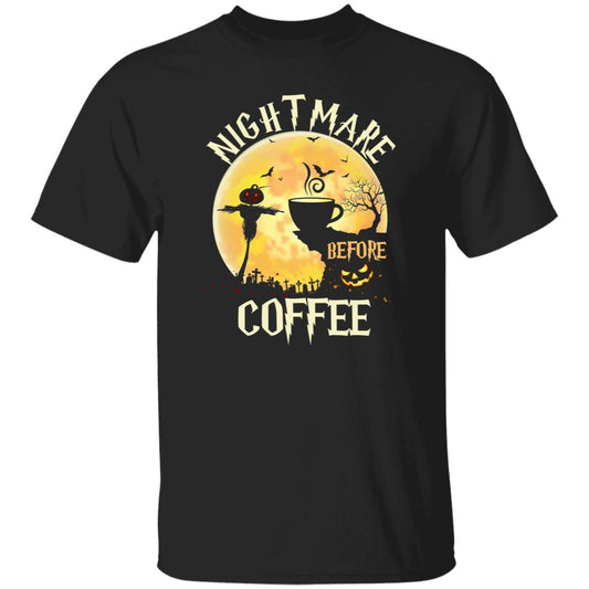 Nightmare before coffee Halloween Unisex shirt gift coffee lover tee black dark heather-Black-Family-Gift-Planet