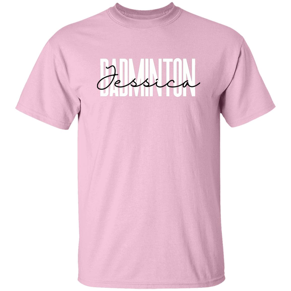 Personalized Badminton Unisex T-shirt Custom name Badminton player Sand Blue Pink-Family-Gift-Planet