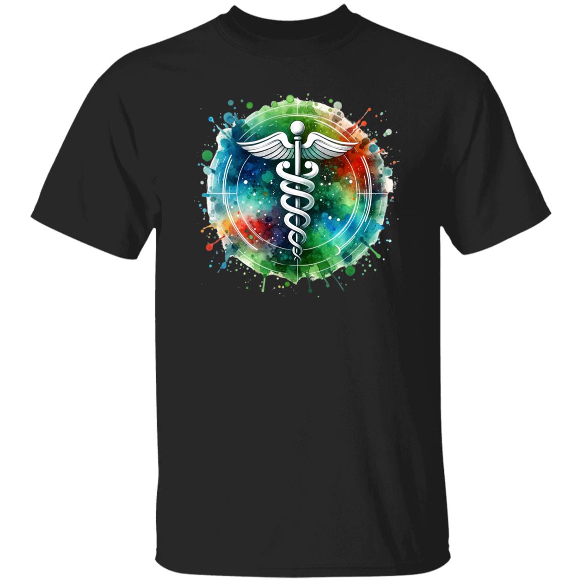 Artistic Medical sign Color Splash Unisex T-shirt Registered Nurse Black Navy Dark Heather-Family-Gift-Planet