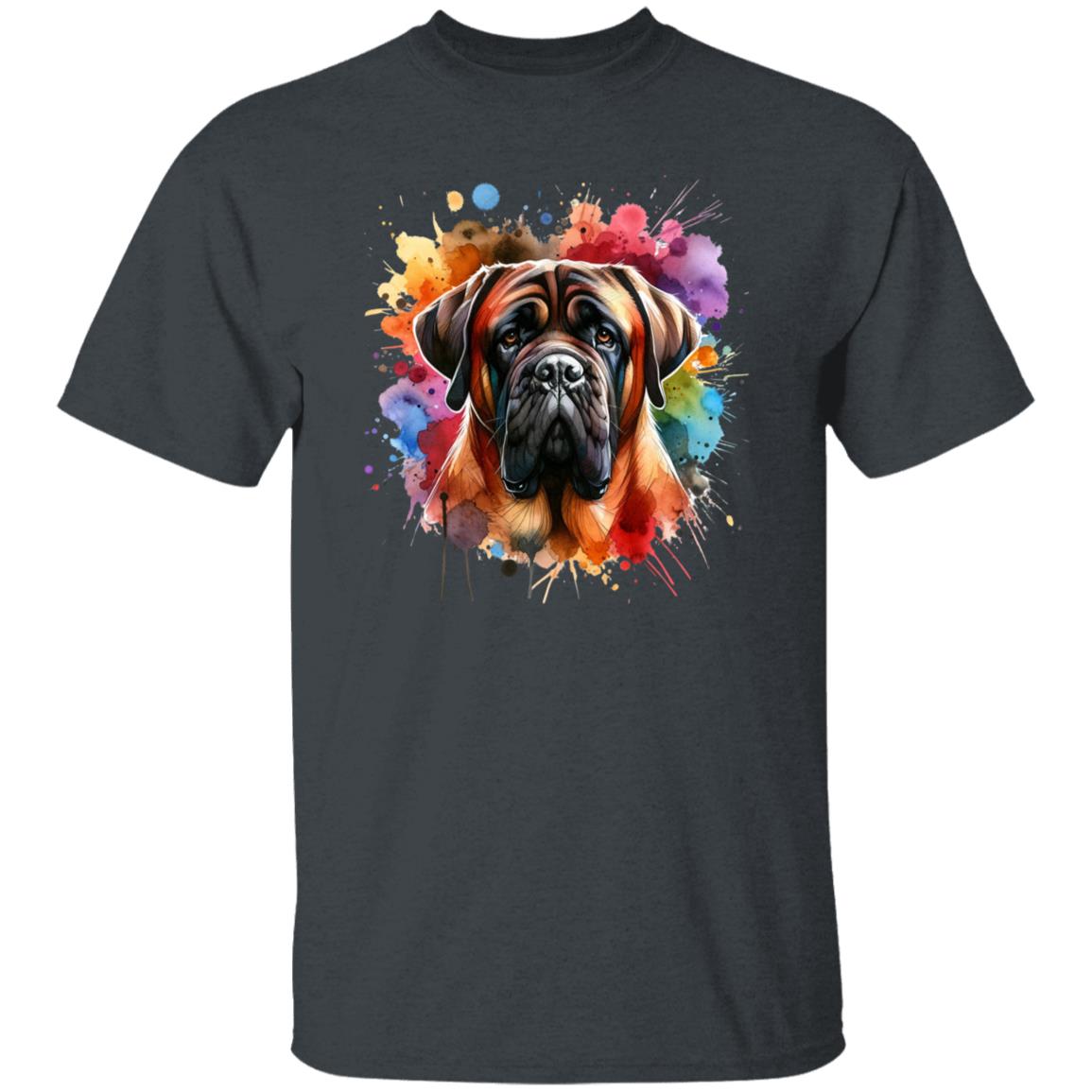 Artistic Mastiff dog Color Splash Unisex T-shirt Black Navy Dark Heather-Family-Gift-Planet