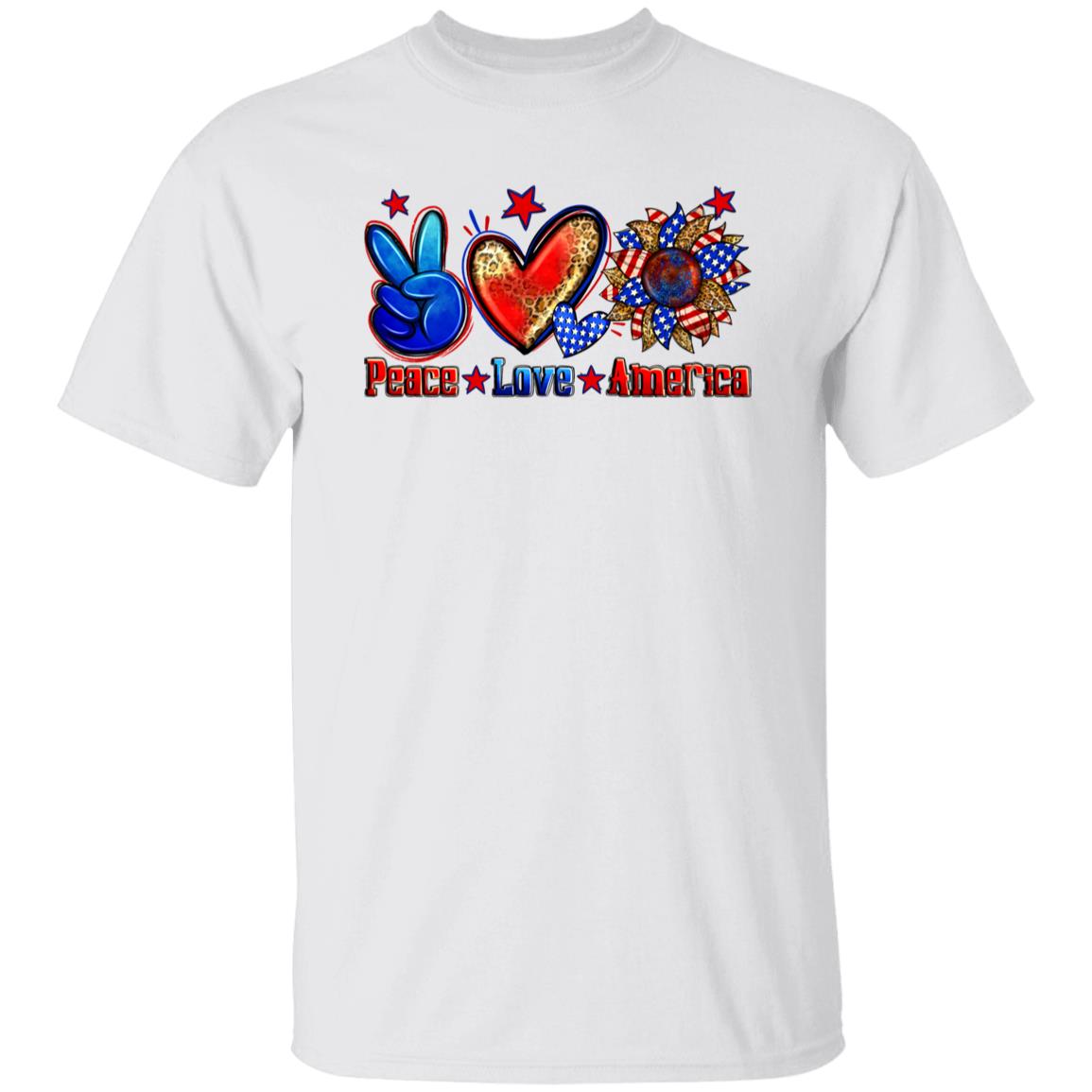 Peace Love America T-shirt gift US patriotic July 4th colorful tee-Family-Gift-Planet