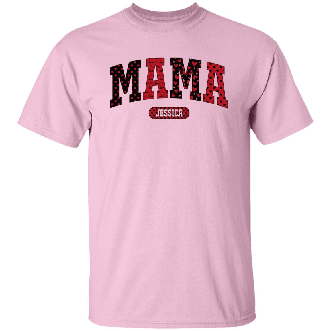 Personalized Mama Valentine's Day Unisex T-Shirt Custom name Mom heart love-Family-Gift-Planet