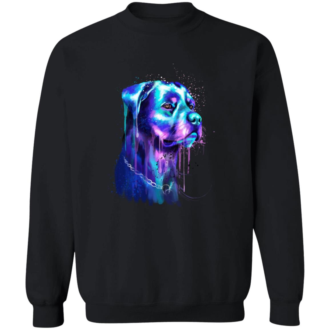 Neon blue Splash Art Rottweiler dog Unisex Crewneck Sweatshirt-Family-Gift-Planet